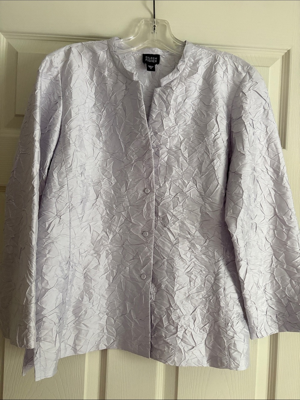 Eileen Fisher Crinkled White Button-Down Top